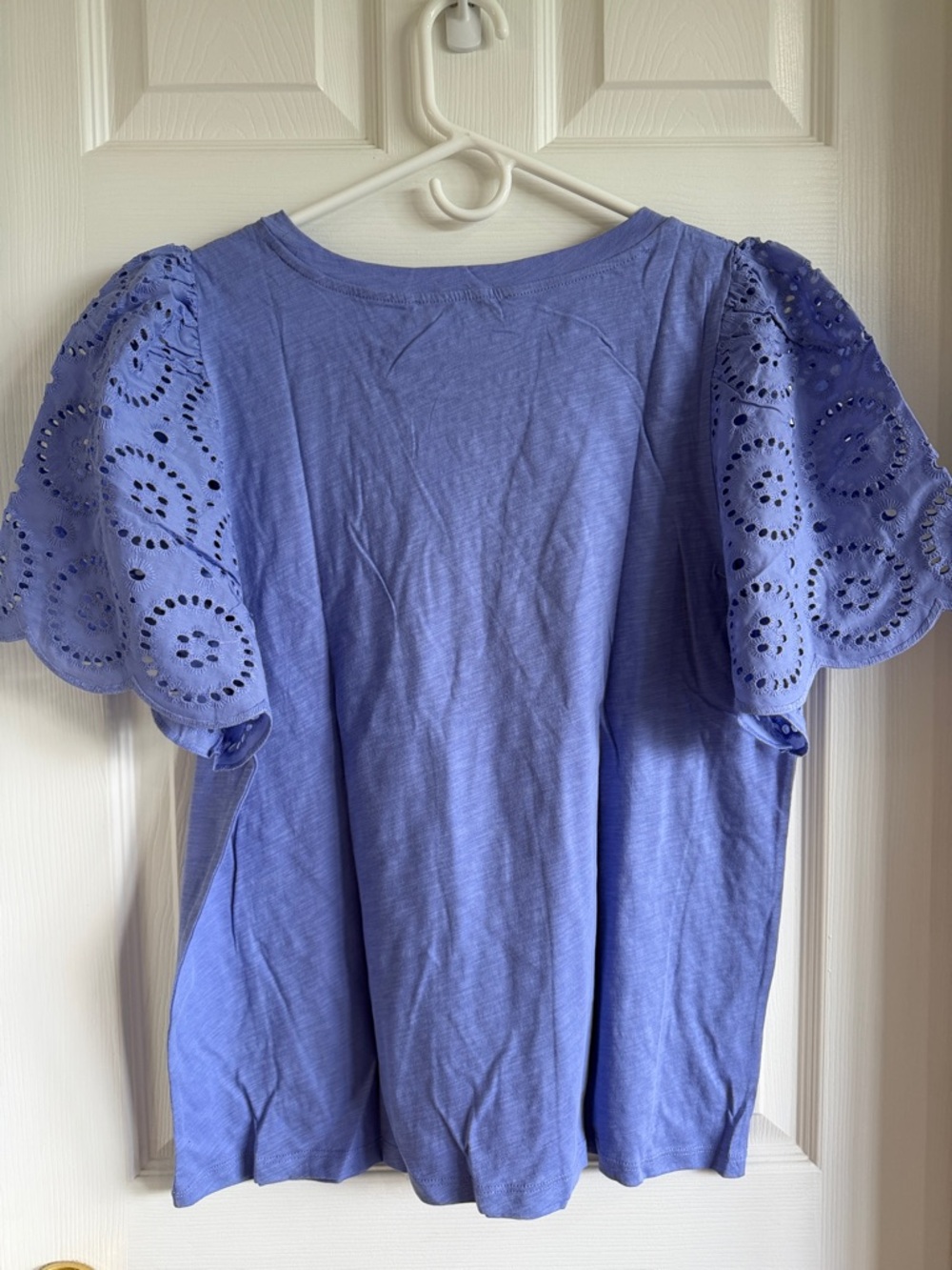 NWT LOFT Lavender Eyelet Puff Sleeve Tee - Picture 7 of 8